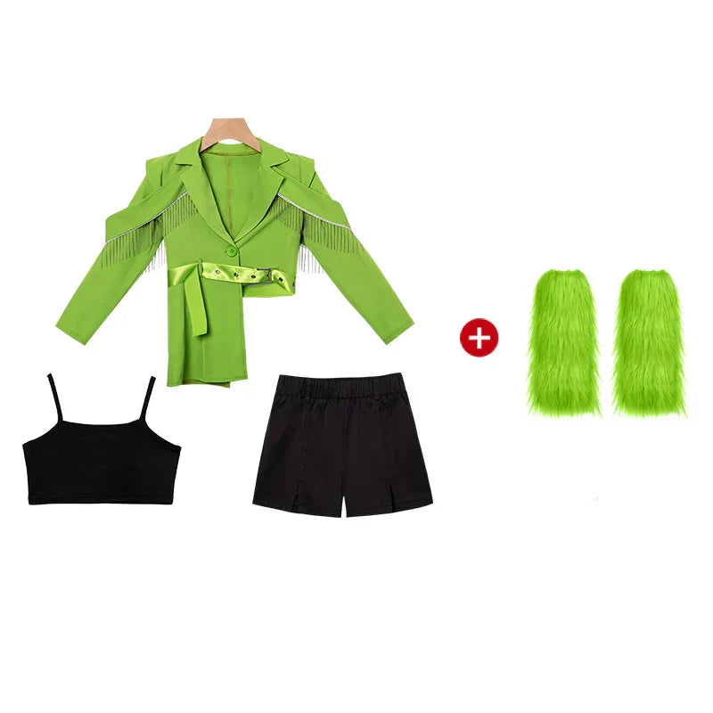 K-PoP Clothes Girls runway fashion fashion children model costume set high-end children jazz dance dress girls cool autumn