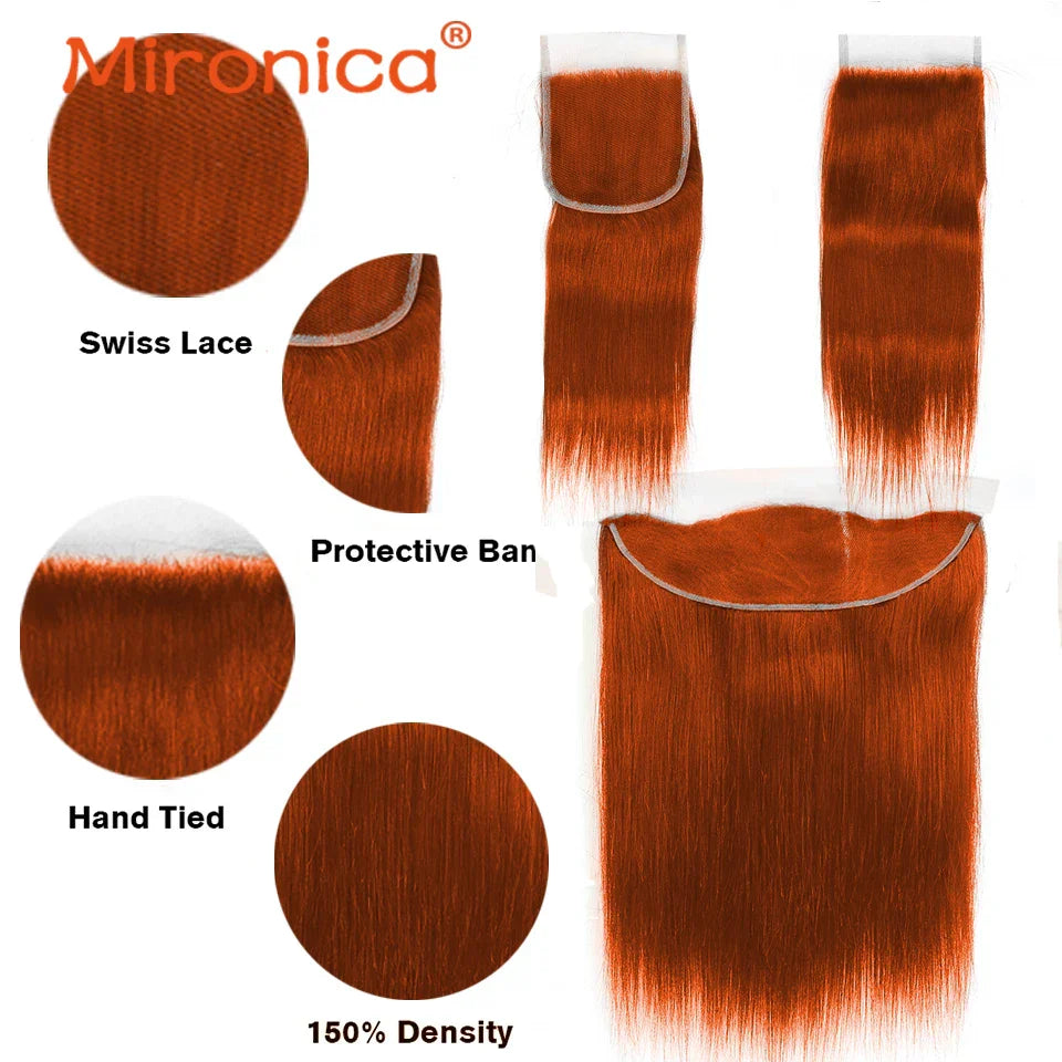 Ginger Orange #350 Peruvian Straight Human Hair Bundles