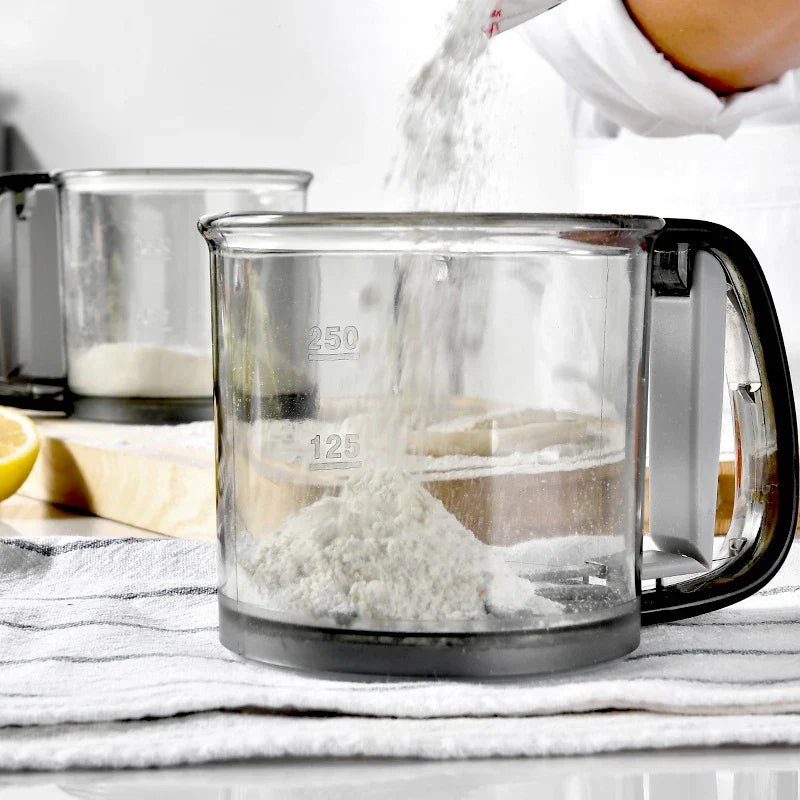 Stainless Steel Mesh Shaker Sieve Cup Crank Flour