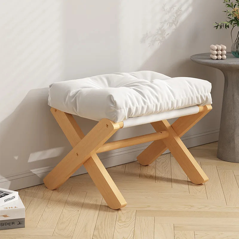 Household Foldable Solid Wood Low Stool Living Room