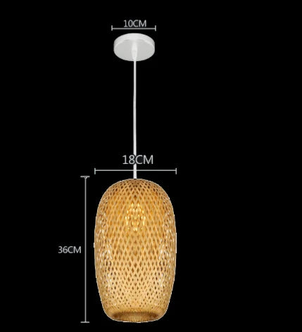 Bamboo Pendant Lamp Hand Knitted Chinese Style Weaving