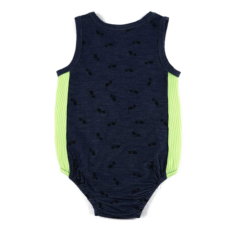 AA-Baby boy and girls blue denim short romper
