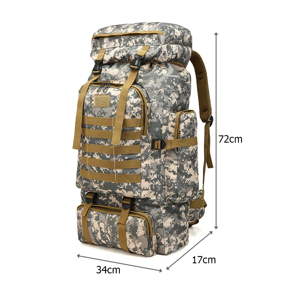 80L Waterproof Tactical Backpack for Outdoor Travel