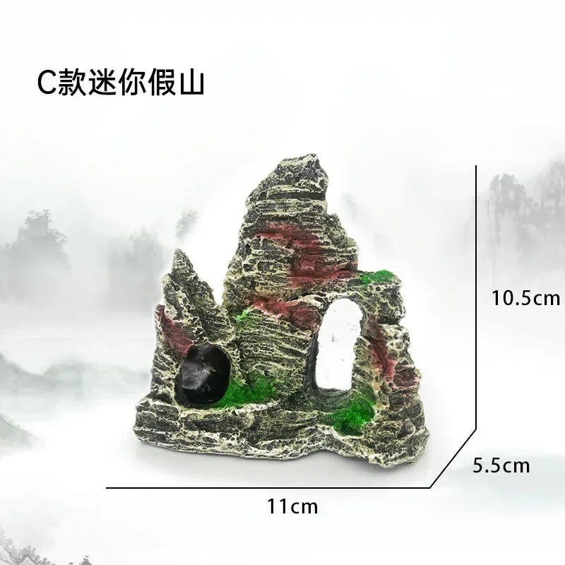Mountain Landscape Architecture Aquarium Resin Decor Aquarium Rock