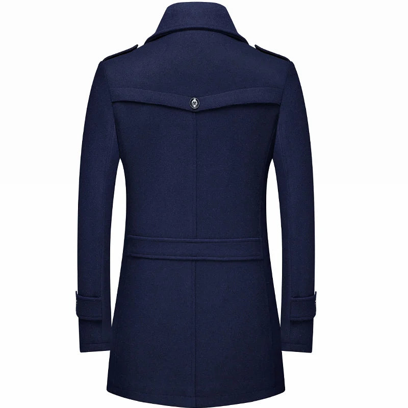 Winter Men's Woolen Coats Fashion Thicken Mid Length