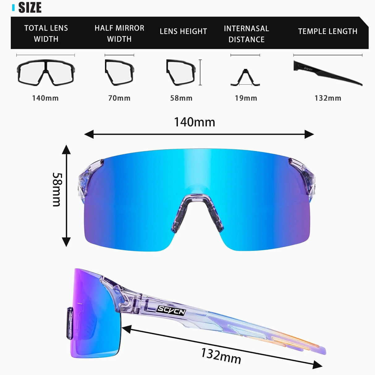 Scvcn-Cycling Sunglasses MTB Photochromic Sports Cycling Glasses Goggles