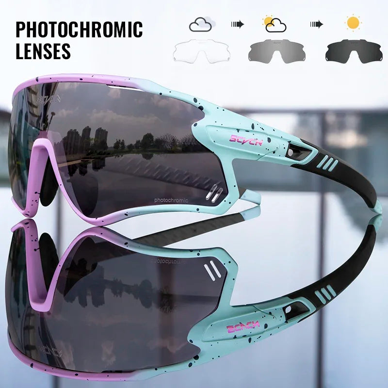 Scvcn Mens Photochromic Sunglasses Cycling Glasses Mountain Bike