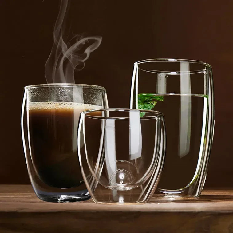 Double Wall Glass Cup Heat Resistant Transparent High
