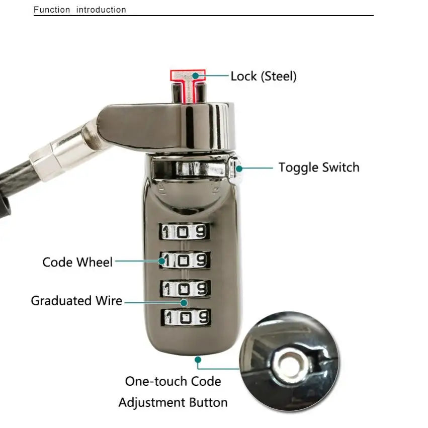 6 Foot Universal Computer Locking Cable Combination Laptop