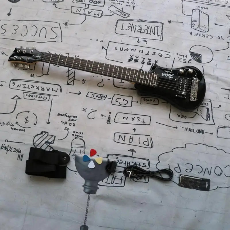 Mini Electric Guitar Children Outdoor Travel Portable Guitar