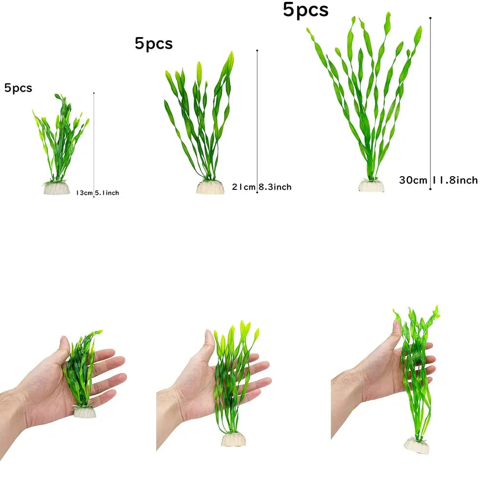 16pcs Green Aquarium Plants Artificial Plastic Seaweed Water