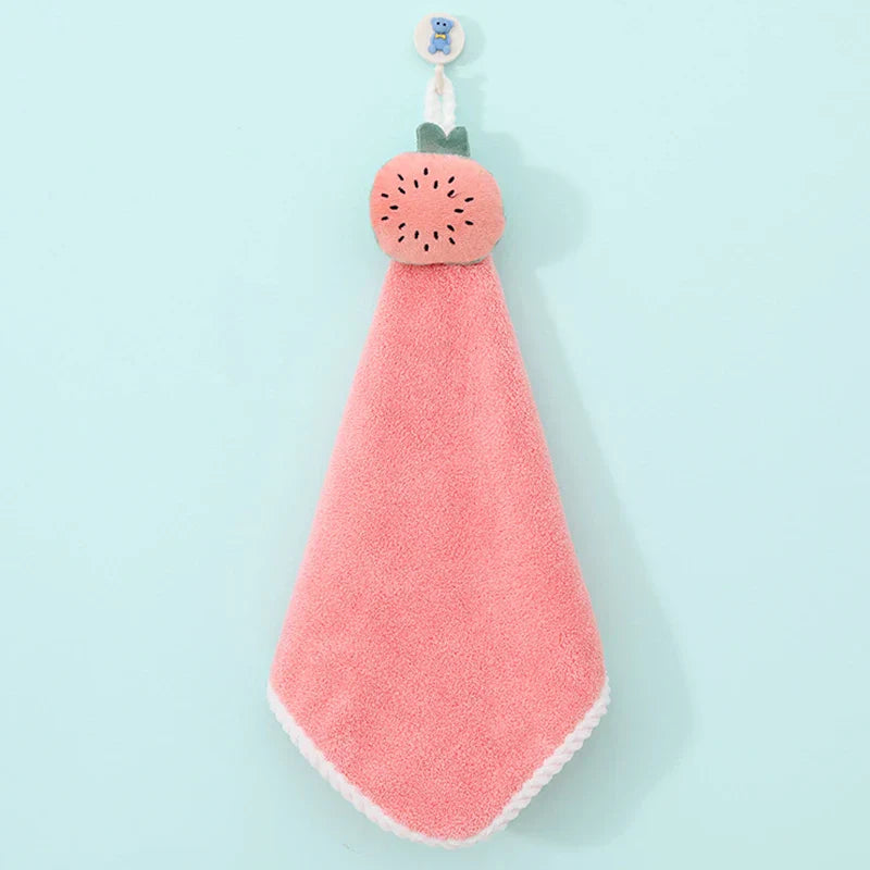 Cute Cartoon Hanging Hand Towels Soft Plush Absorbent