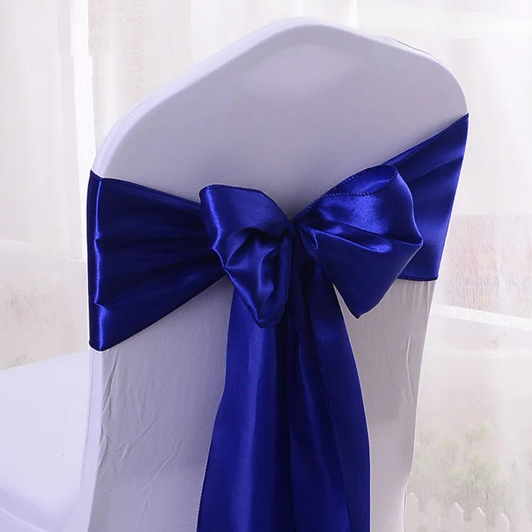 10/50/100pcs Satin Chair Bow Sashes Wedding Chair Knots