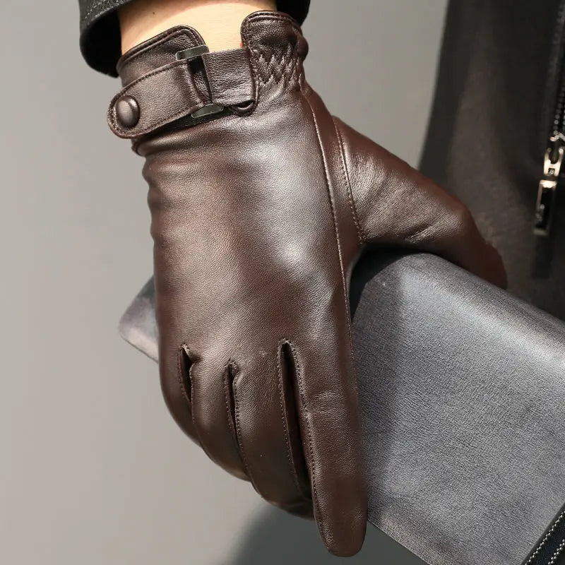 Sheepskin Genuine Leather Men's Gloves Fashion Driving Riding