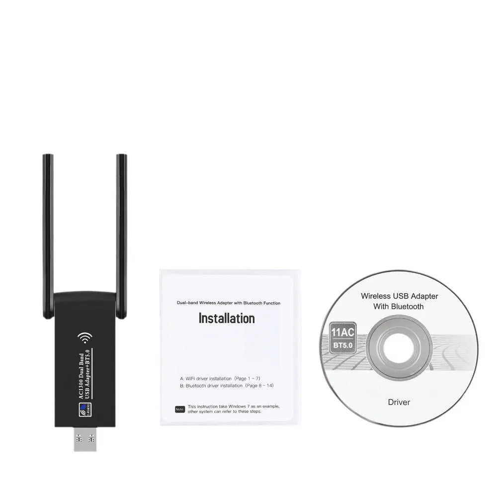 WiFi Bluetooth Wireless Network Card 1300M USB 3.0