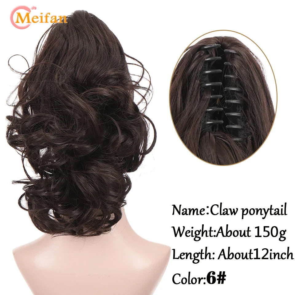 MEIFAN Long Synthetic Wavy Clip in Hair Ponytail
