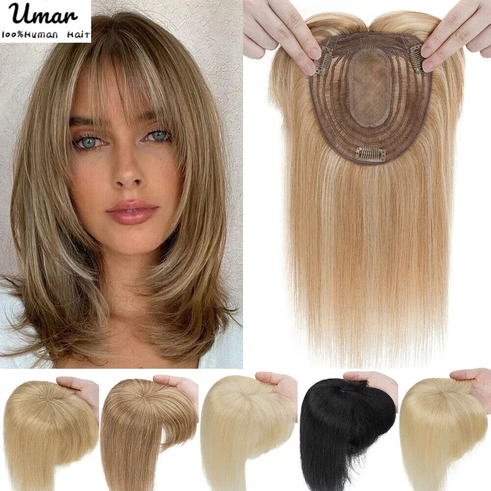 Hair Topper With Bangs Women 100% Human Hair