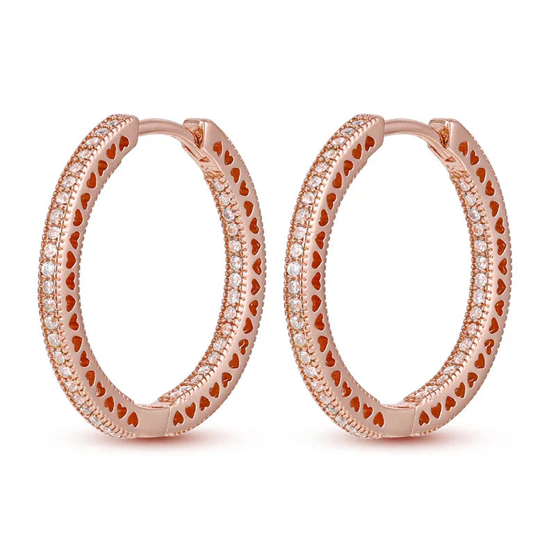 Rose Gold Hoop Earrings For Women 925 Silver