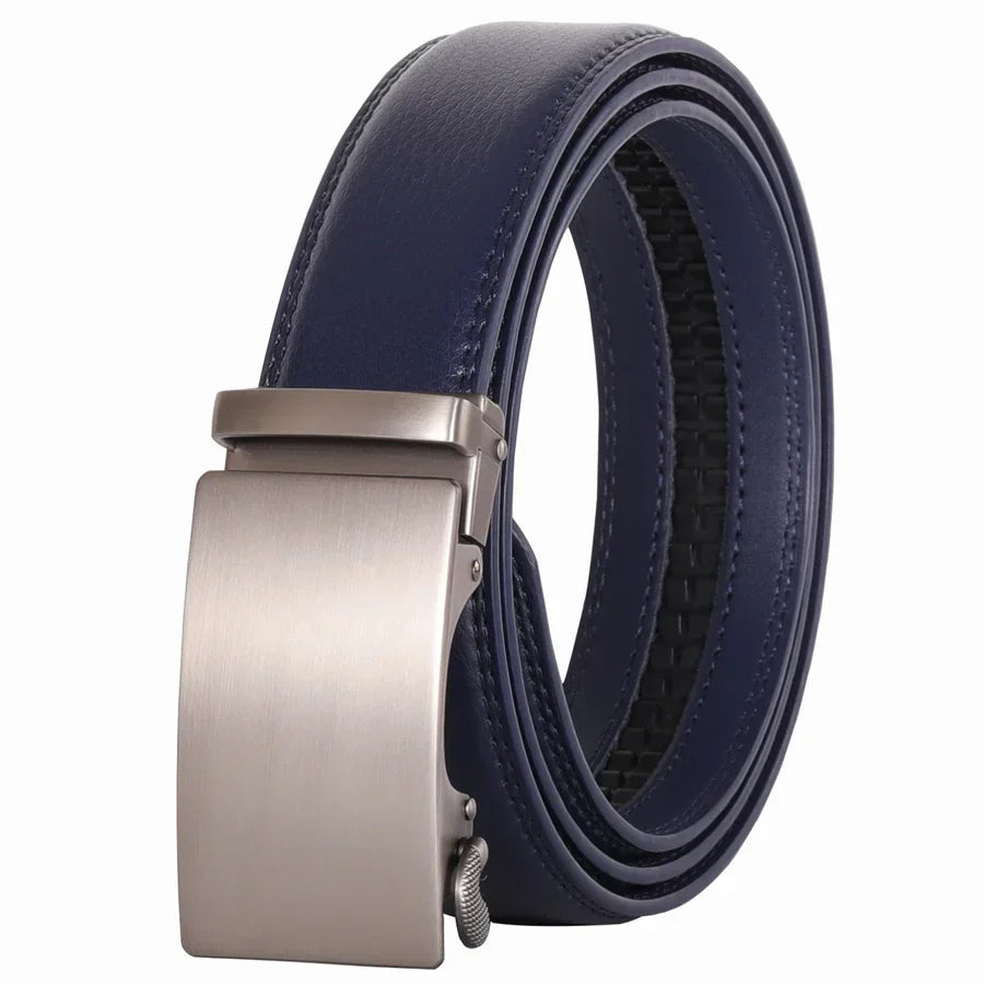Plyesxale Brown Leather Belt Men 2024 Automatic Buckle