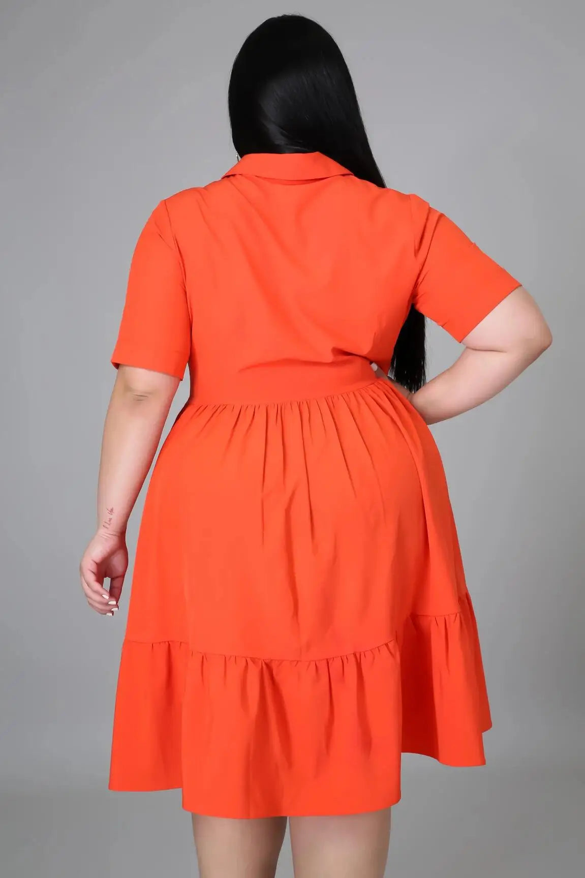 Fashion Plus Size Casual Blouse Dress Elegant Ruched