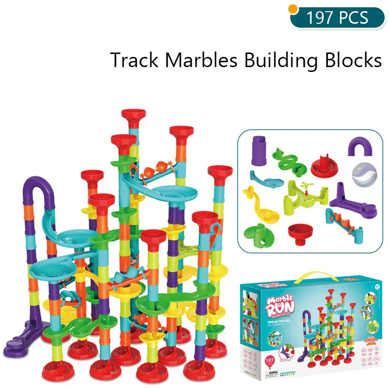 Marbles Run Catapult Track Building Blocks Slide Beads