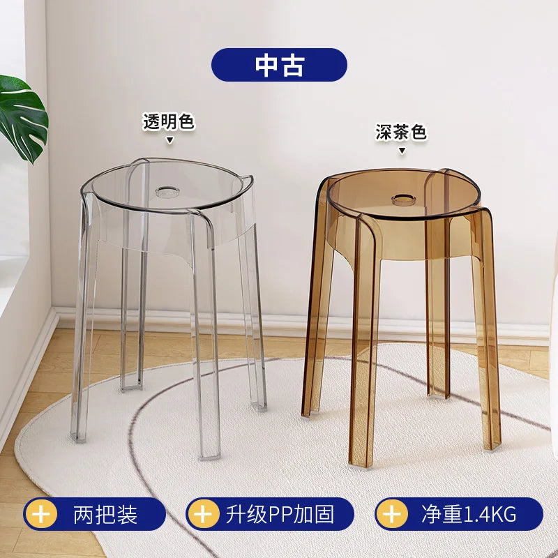 Transparent Plastic Stool Household Thickened Acrylic High Stool