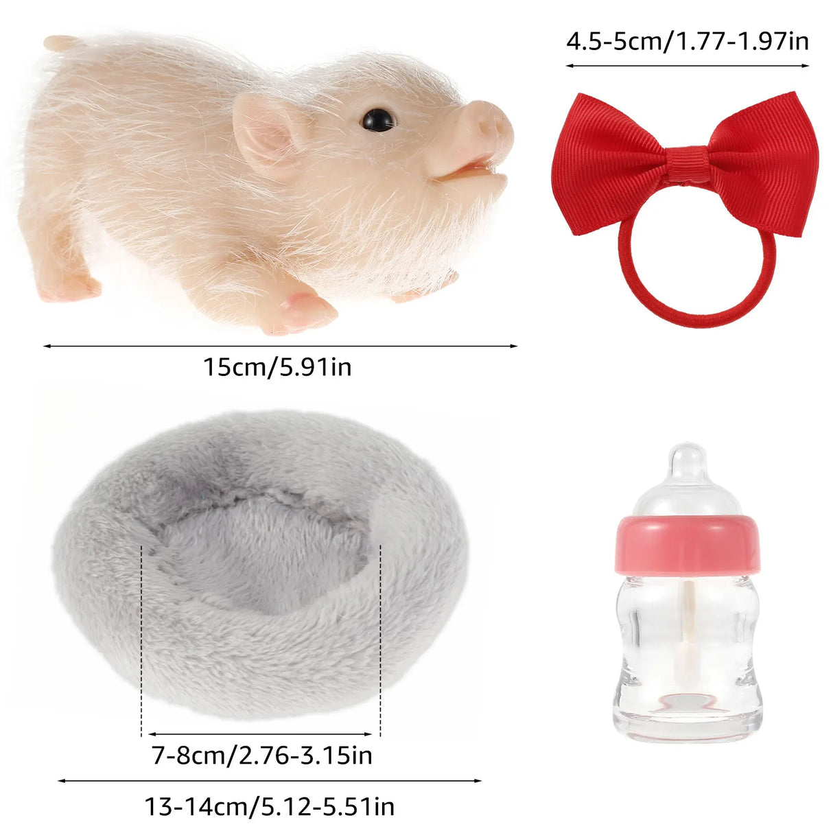 Silicone Pig Doll Toy with Pig Bowknot Nursing