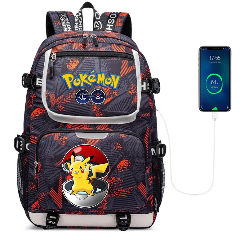 Pokemon Squirtle Cartoon School Bag USB Charging Large