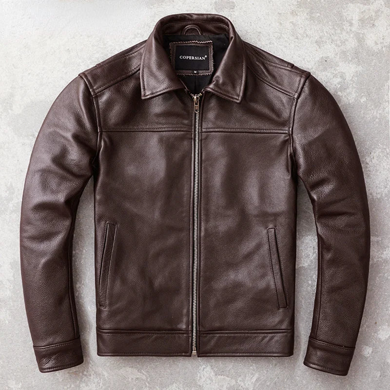 2022 Men's Genuine Cowhide Leather Jacket – Autumn Coat