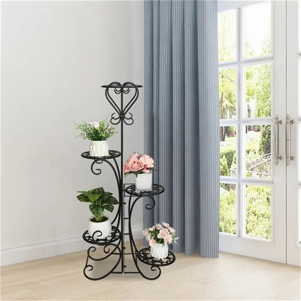 5 Potted Rounded Flower Metal Shelves Plant Pot