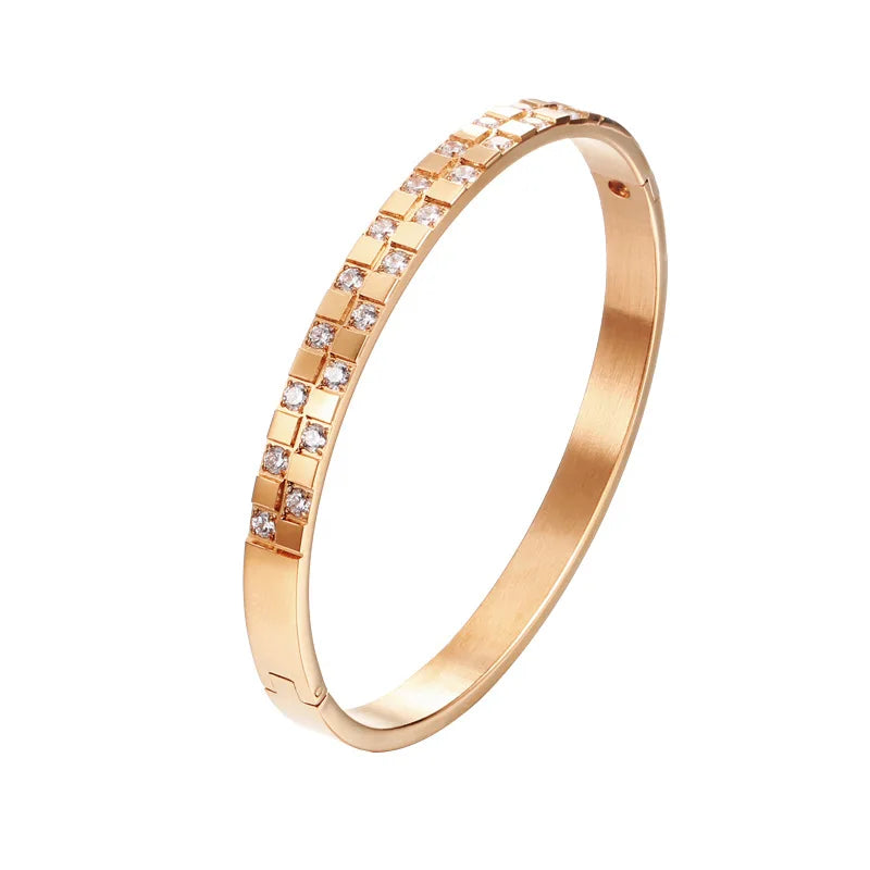 Waterproof Luxury Colorful Cubic Zirconia Bangles Stainless Steel