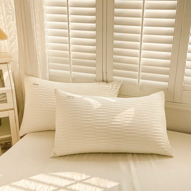 Seersucker Bedding Set Duvet Cover Flat Sheets Pillowcase