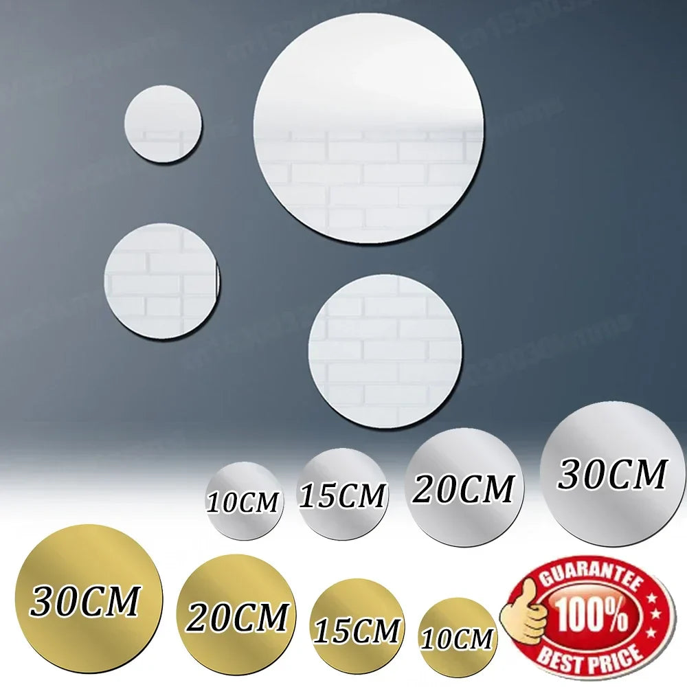 10-30CM Round Mirror Wall Sticker Decal Home Decor
