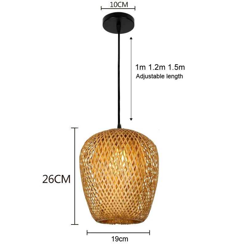 Classical Bamboo Weaving Chandelier Lamp Handmade Pendant Light