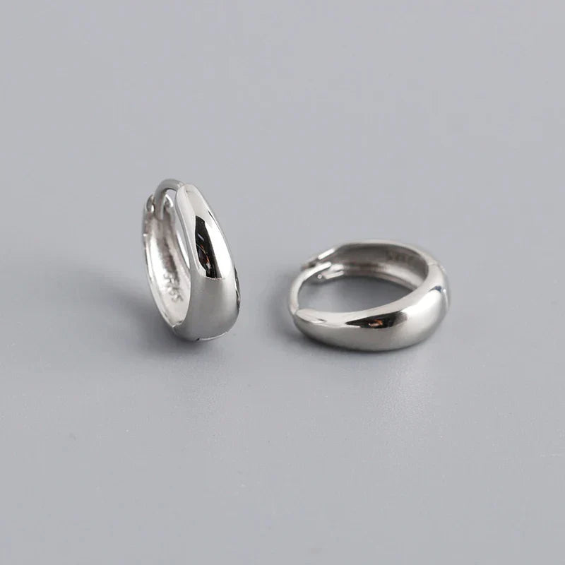 WANTME 925 Sterling Silver Simple Wide Huggies Gothic