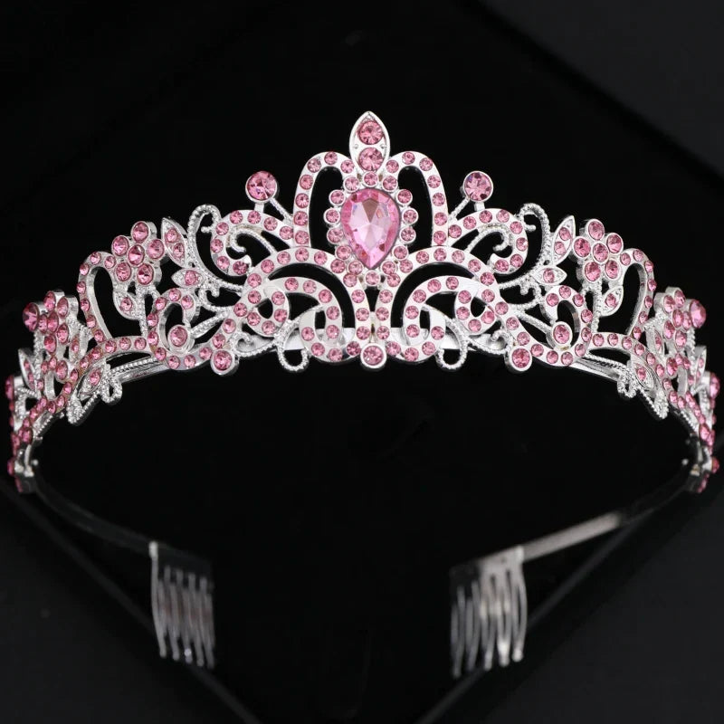 Pink Crystal Tiaras And Crowns Rhinestone Prom Diadem