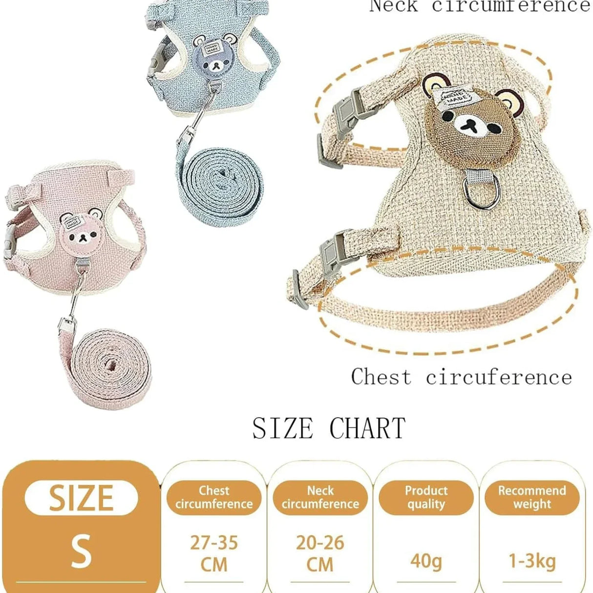 Cute Rabbit Harness Leash Set Bunny Soft Padded