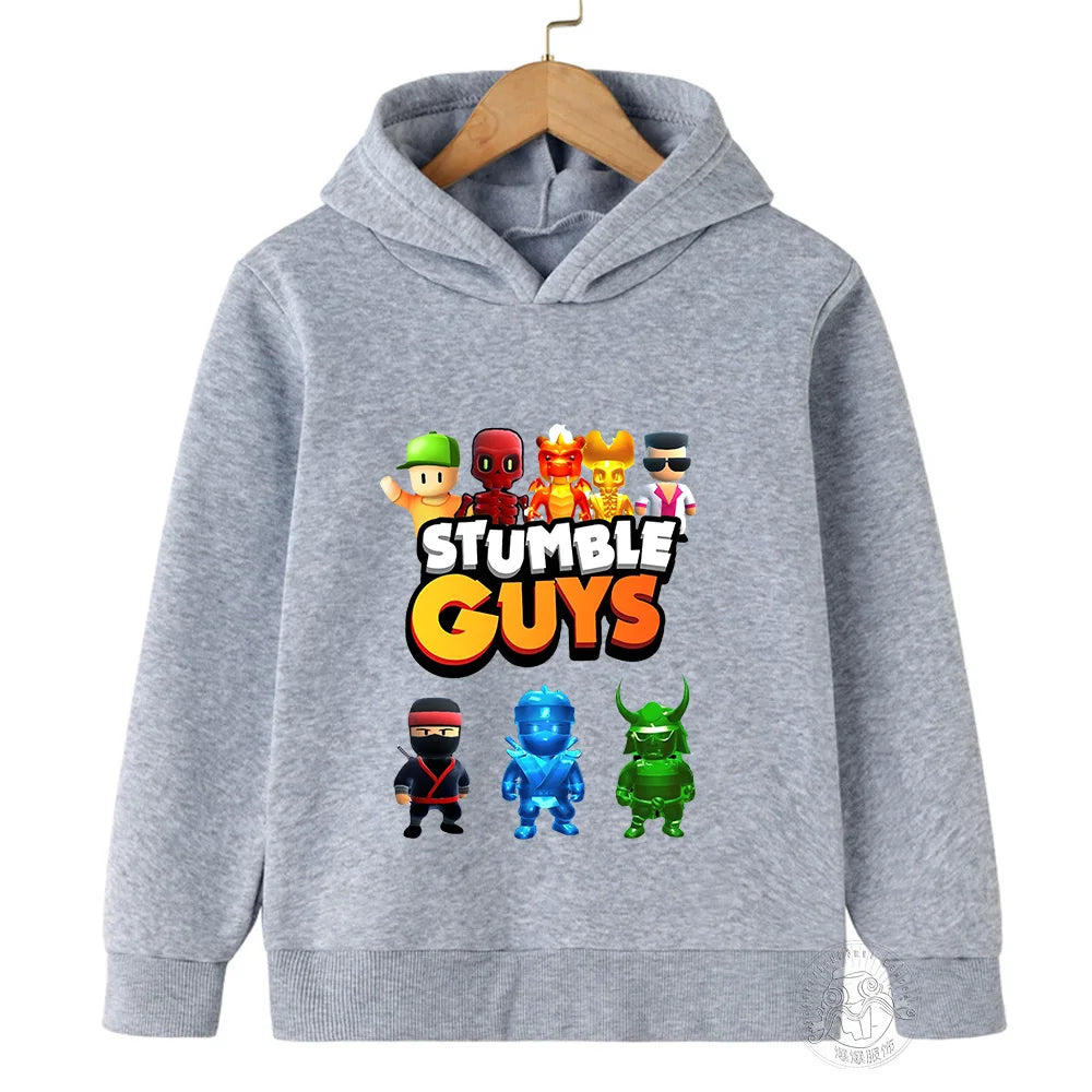 Kids Anime Stumble Guys Hooded Sweatshirts Long Sleeve