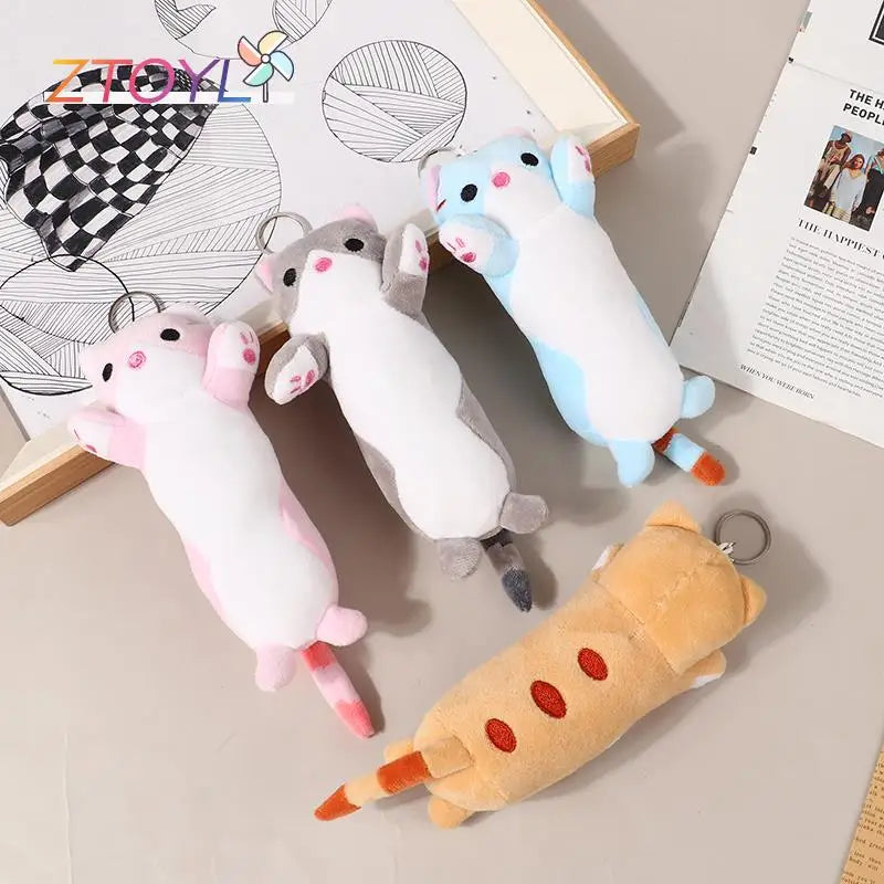 16CM New Long Cat Plush Toy Keychain Cute