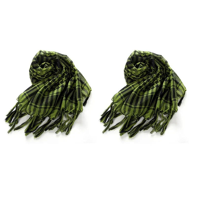 2X Unisex Scarf Polyester Lightweight Plaid Tassel Arab