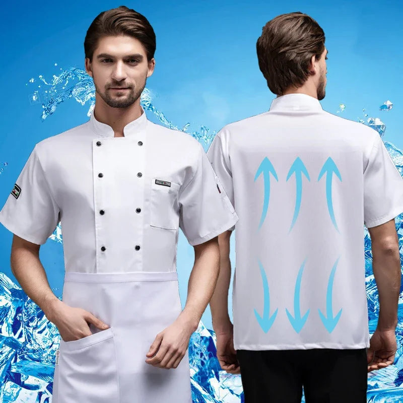 Shortsleeved Chef Work Clothes for Men and Women
