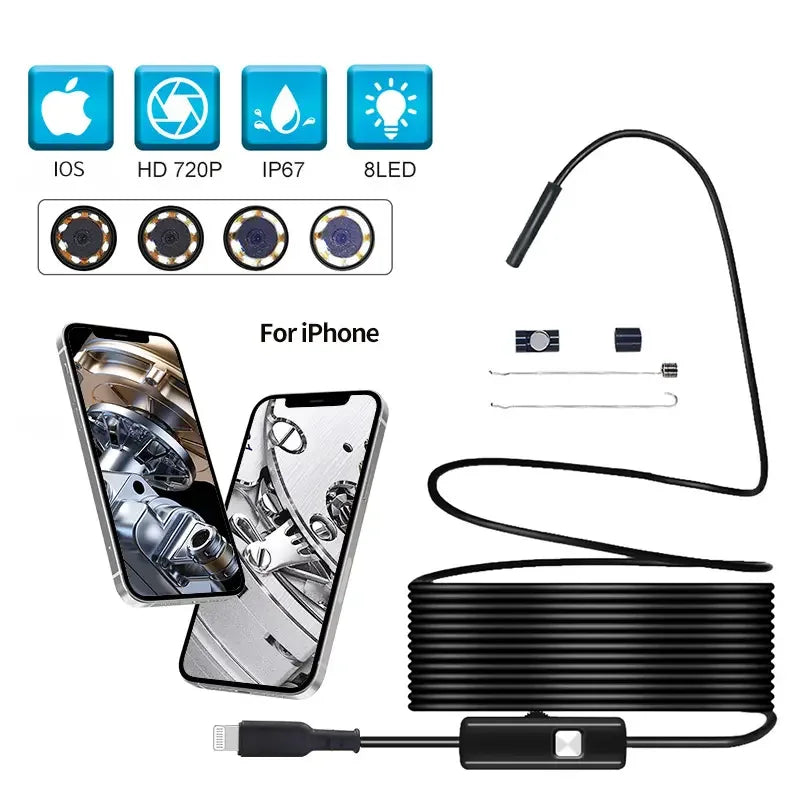 Endoscope for IOS 8mm 720P Borescope Inspection Snake