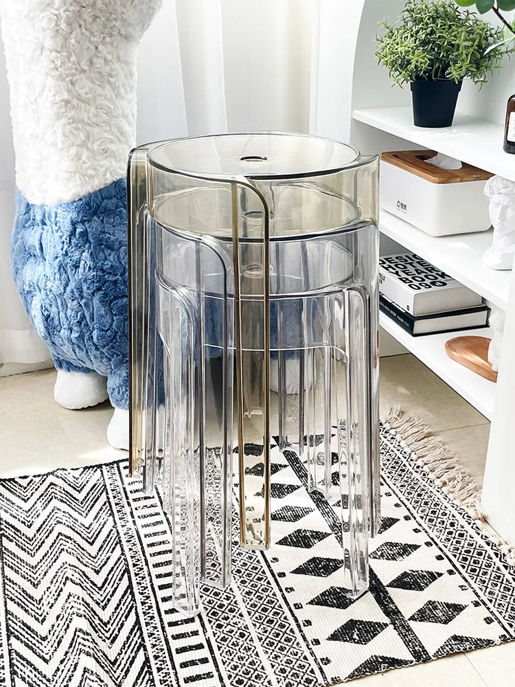 Transparent Plastic Stool Household Thickened Acrylic High Stool