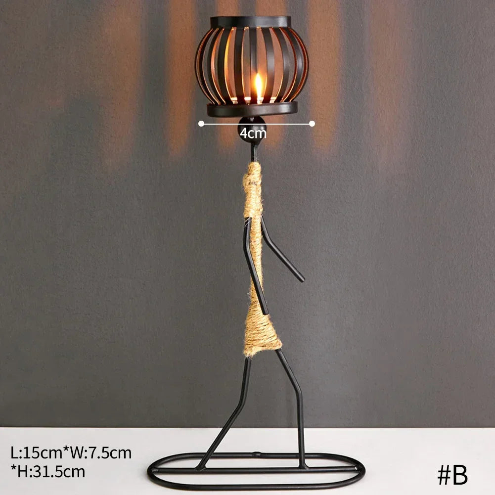 Nordic Metal Candlestick Abstract Character Sculpture Candle Holder