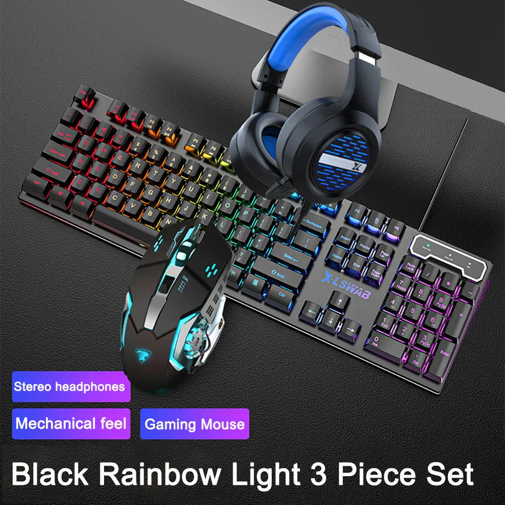 3-piece Set Gaming Keyboard Mouse Headphone Set Wired