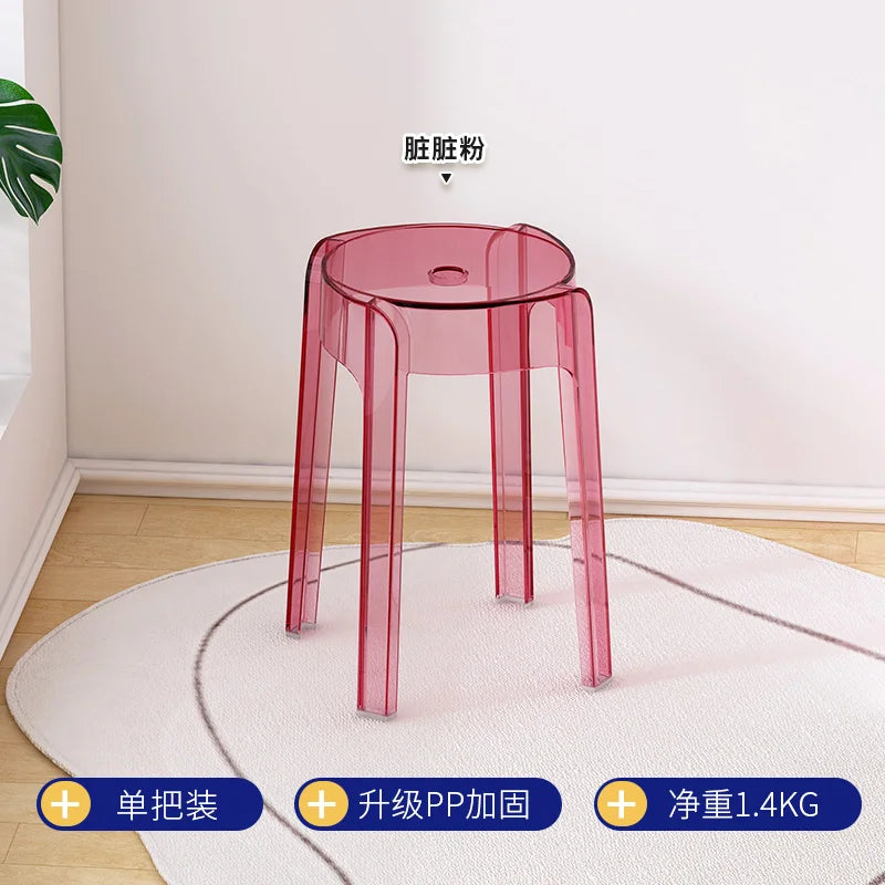 Transparent Plastic Stool Household Thickened Acrylic High Stool