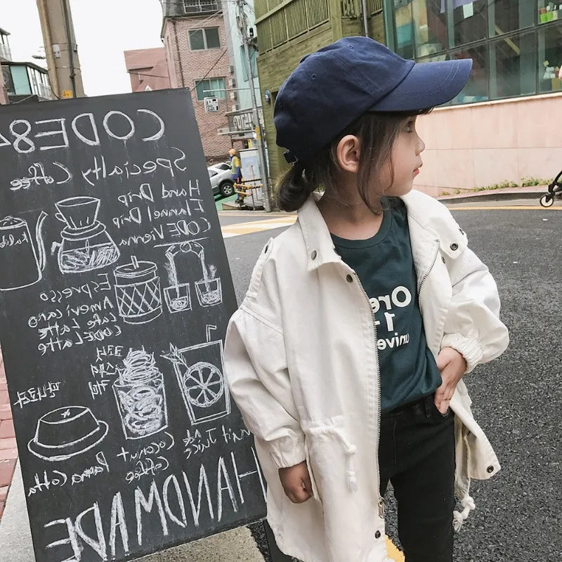 Girls Trench Coat Autumn Spring Korean Windbreaker Jacket