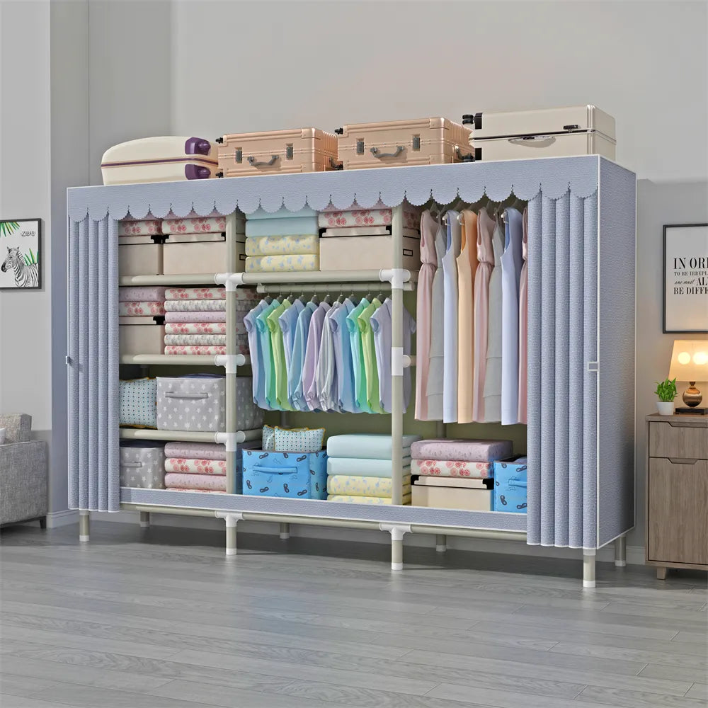 LEEGOHOME Cloth Furniture Wardrobe Closet Dresser Gray 62/105/130/145/170/205/250x45x170CM