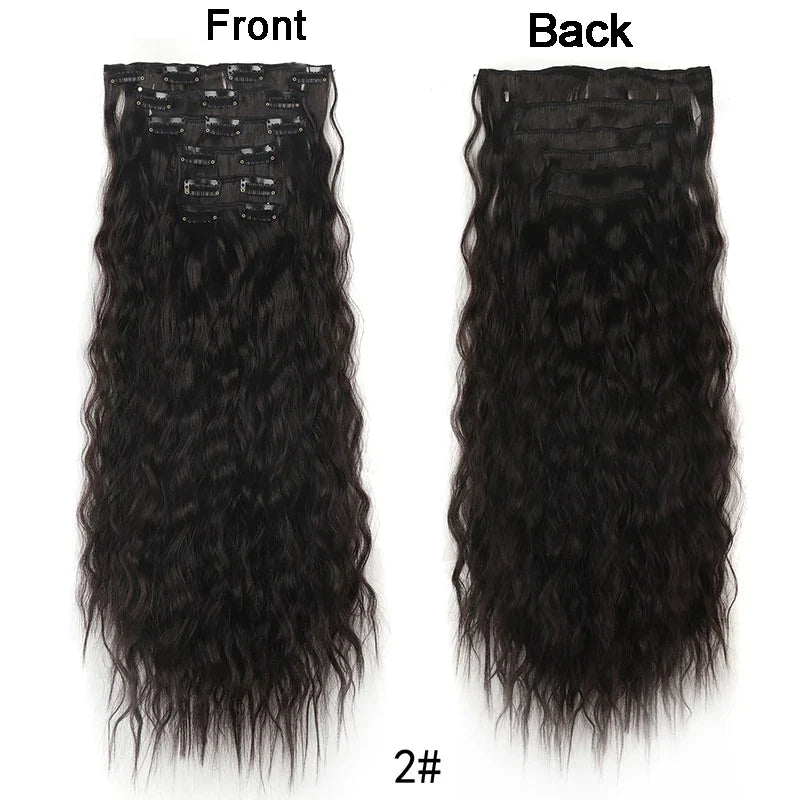 Long Curl Wave Clip In Hair Extensions 6Pcs/Set