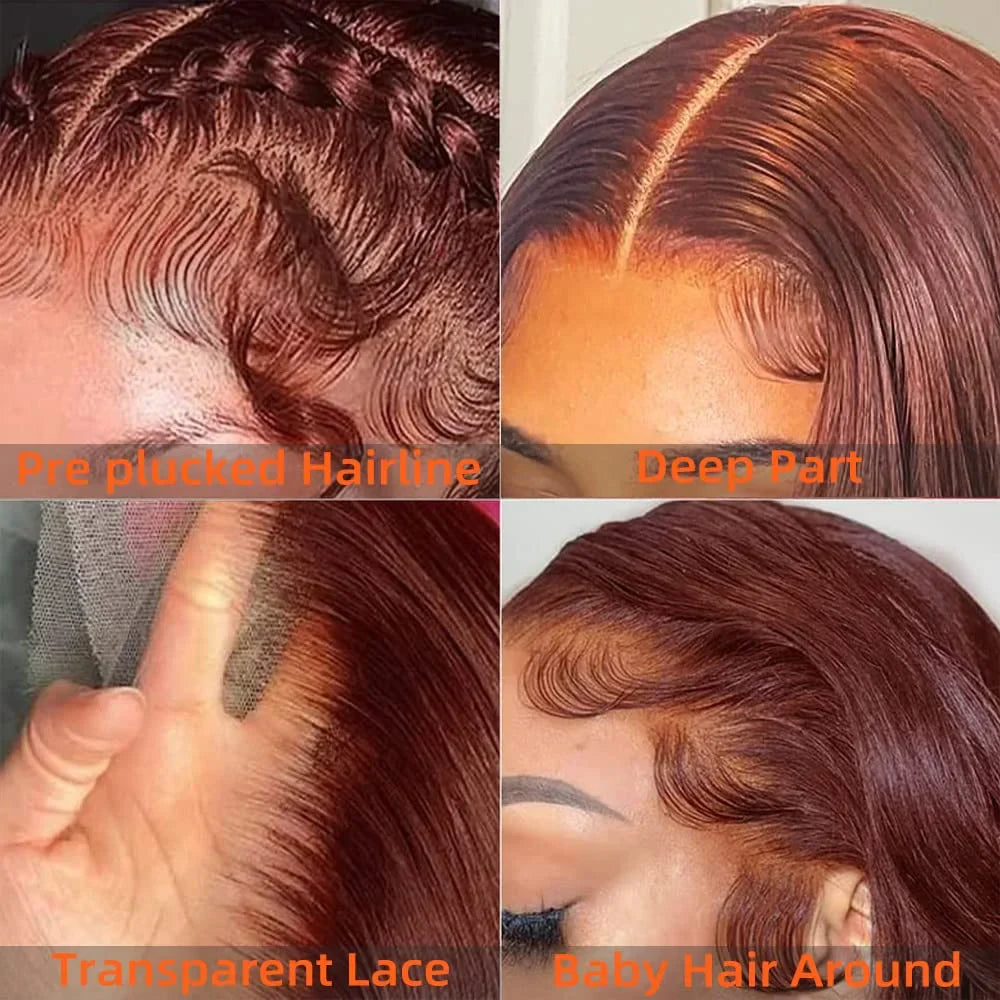 13x4 Reddish Brown Body Wave Lace Frontal Human